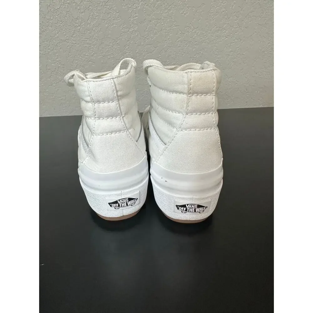 Vans Sk8 Hi Stacked High Top Platform Sneakers White Shoes Women 7 Skateboarding - Picture 15 of 16